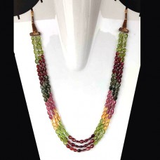 Natural Garnet & Peridot Beaded Navratna necklace